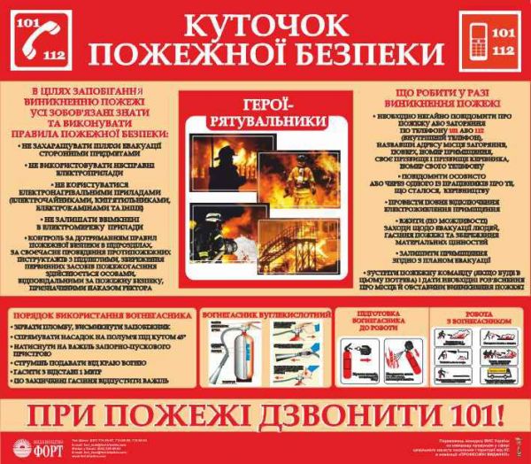 Куточок пожежної безпеки. 0,65х0,75