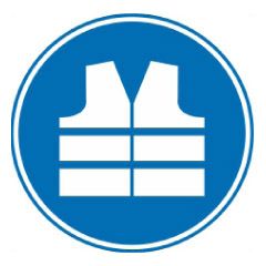 Знак приписуючий. Необхідно носити сигнальний жилет.