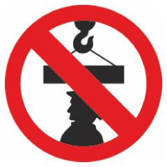 Знак заборони. Стояти під вантажем заборонено.