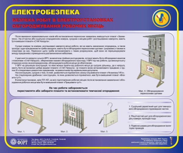 Безпека робіт в електроустановках. Обгородження робочих місць. 0,6х0,5