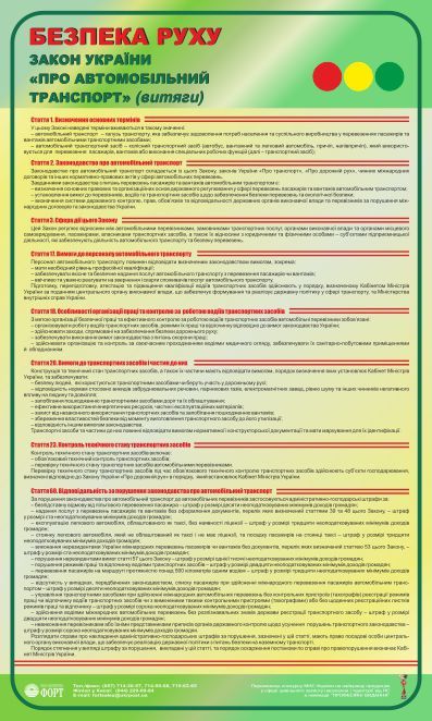 Закон України "Про автомобільний транспорт". 0,6х1,0